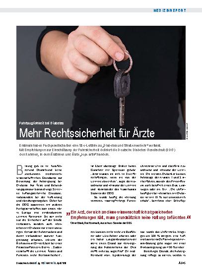 Vorschauseite 1: Fahrtauglichkeit bei Diabetes: Mehr Rechtssicherheit für Ärzte