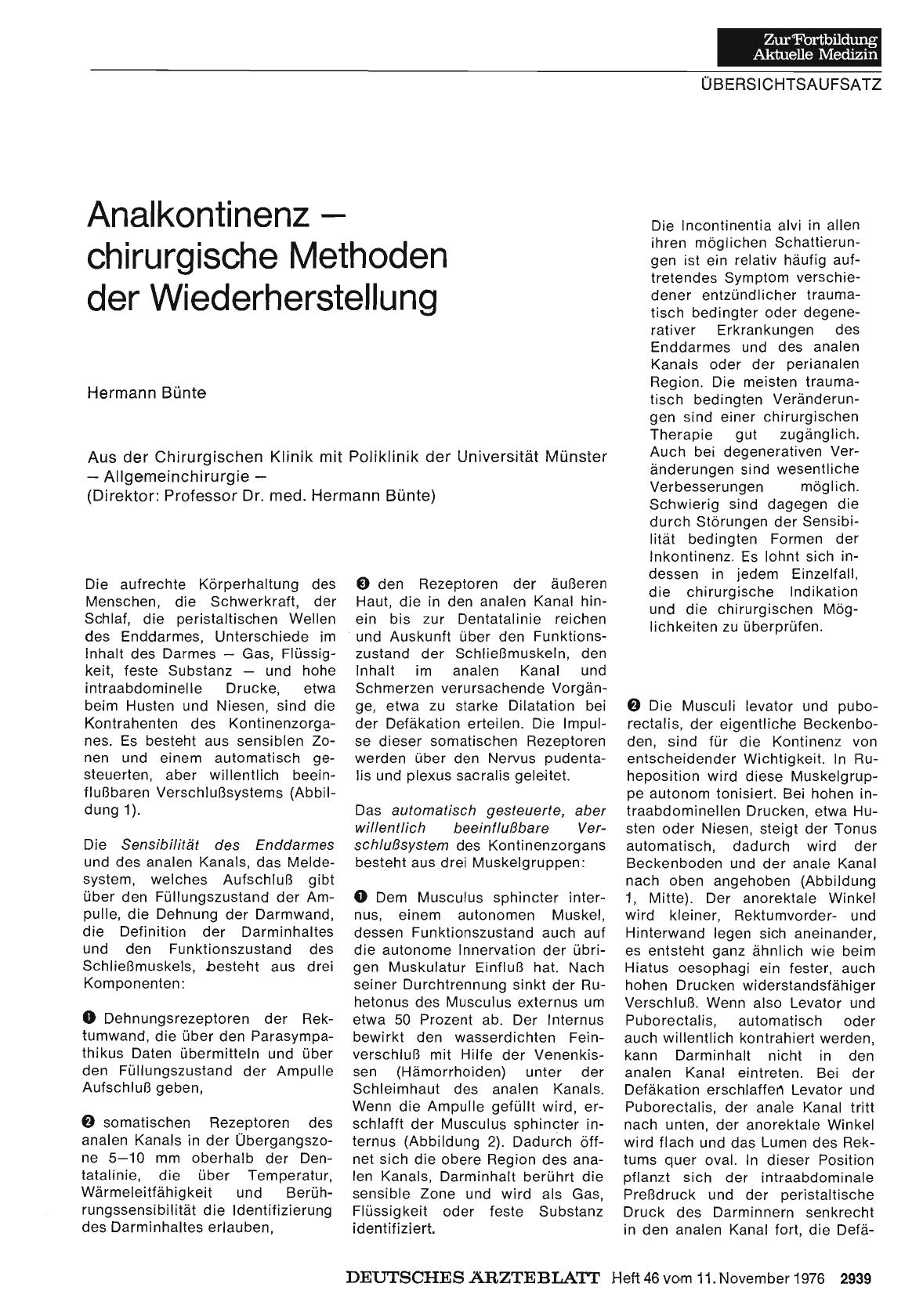 Vorschauseite 1: Analkontinenz chirurgische Methoden der Wiederherstellung