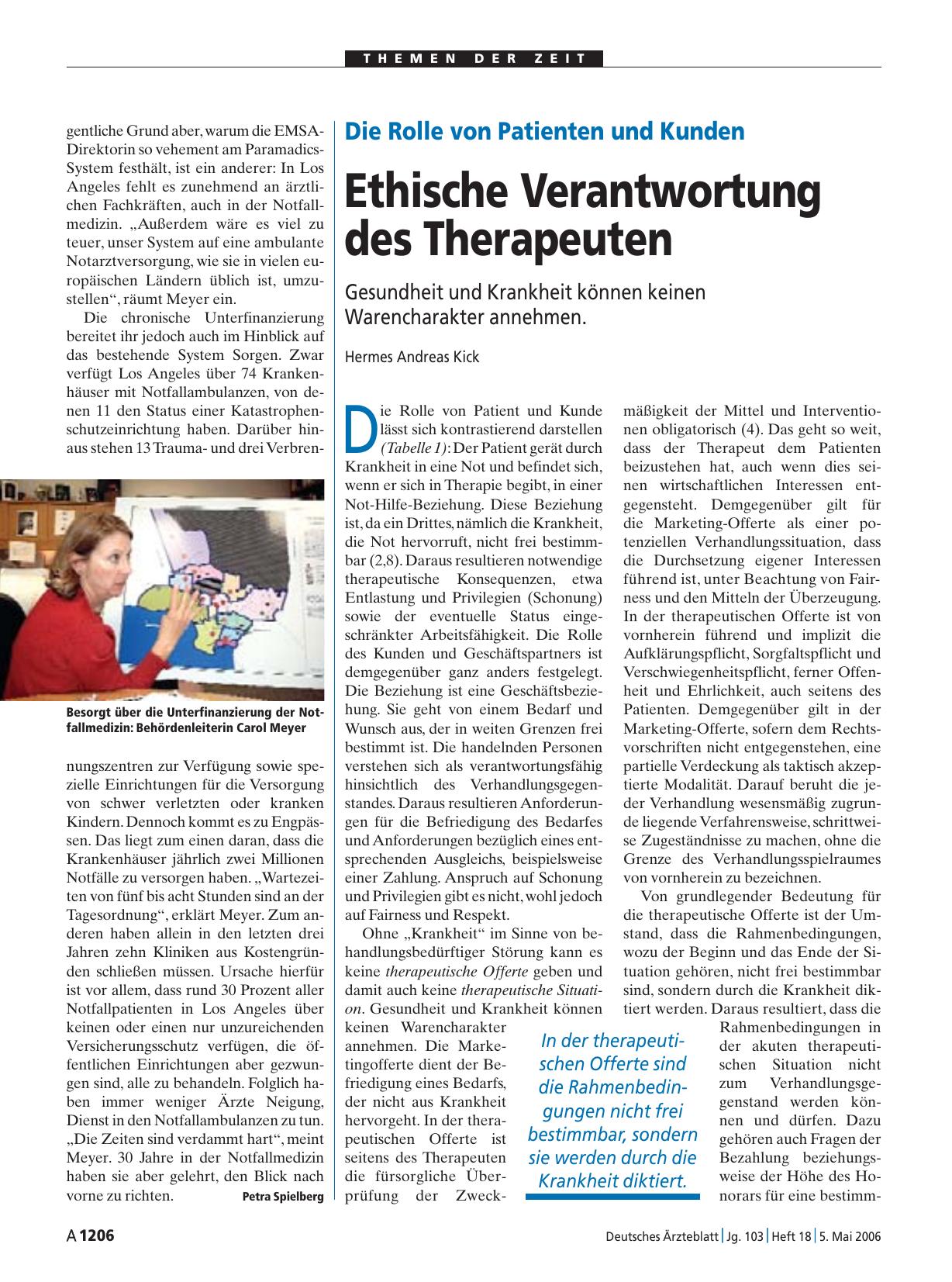 Vorschauseite 1: Die Rolle von Patienten und Kunden: Ethische Verantwortung des Therapeuten