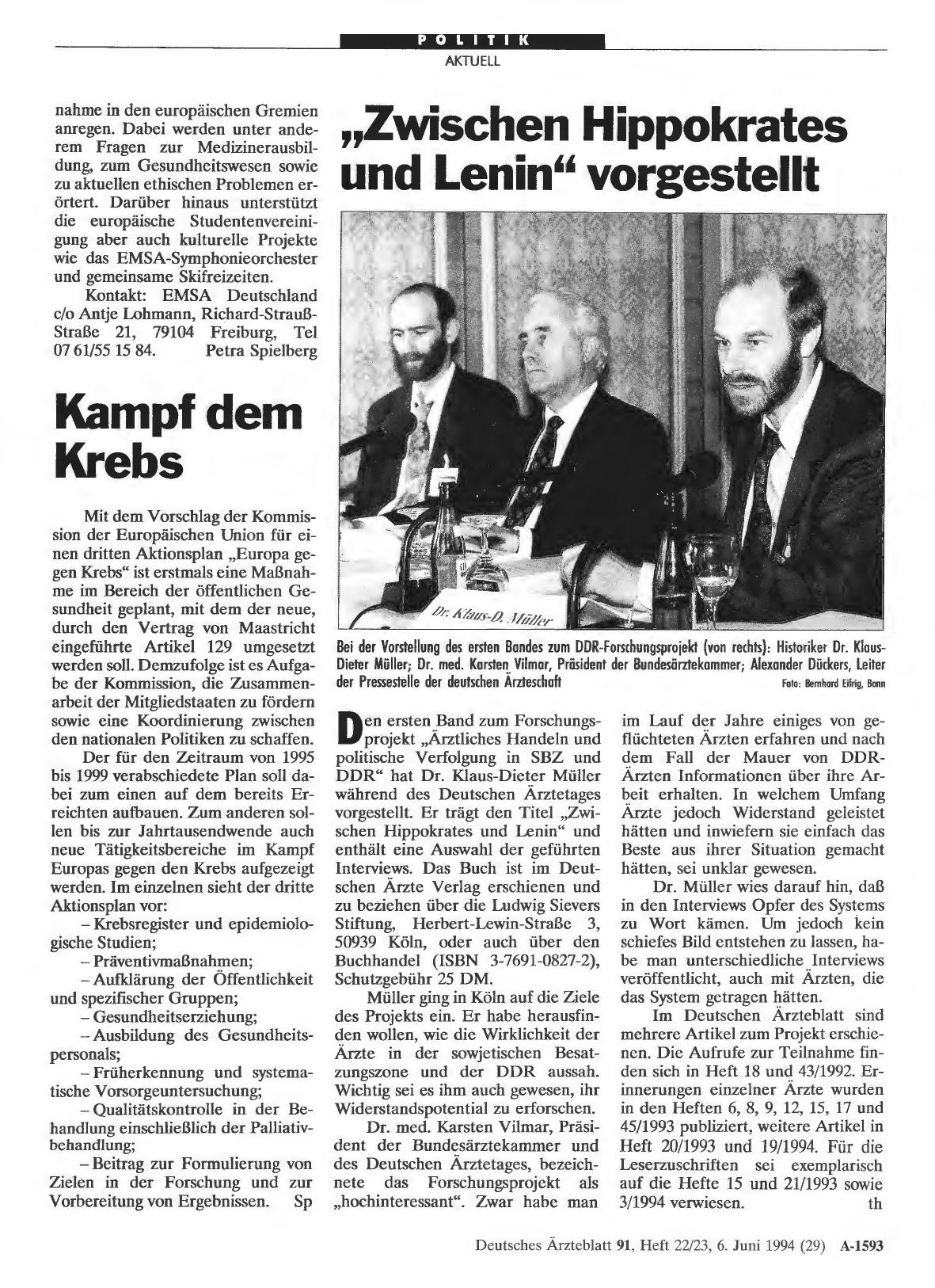 Vorschauseite 1: Kampf dem Krebs