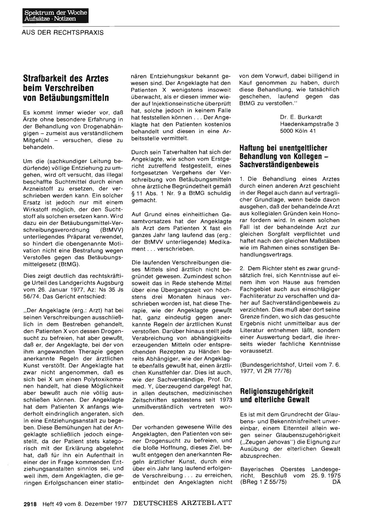 Vorschauseite 1: Strafbarkeit des Arztes beim Verschreiben von Betäubungsmitteln