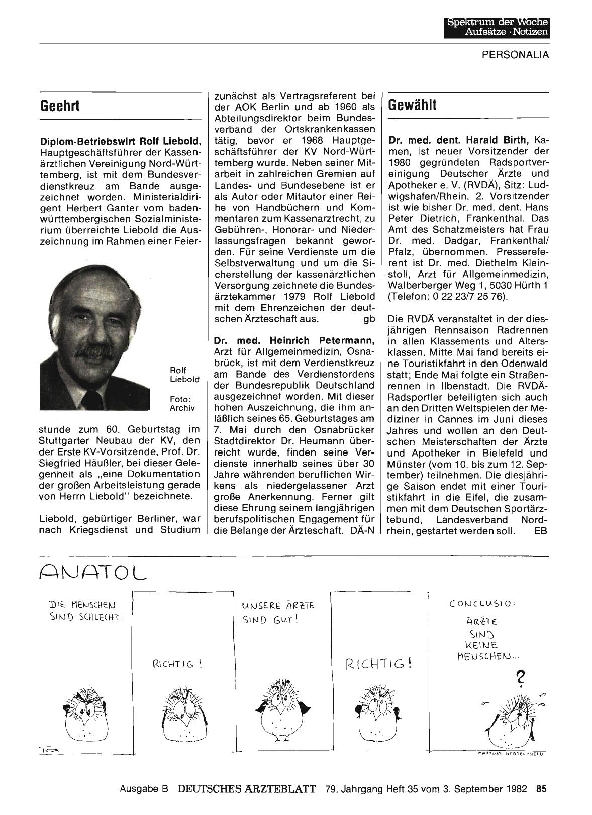 Vorschauseite 1: Geehrt: Dr. med. Heinrich Petermann