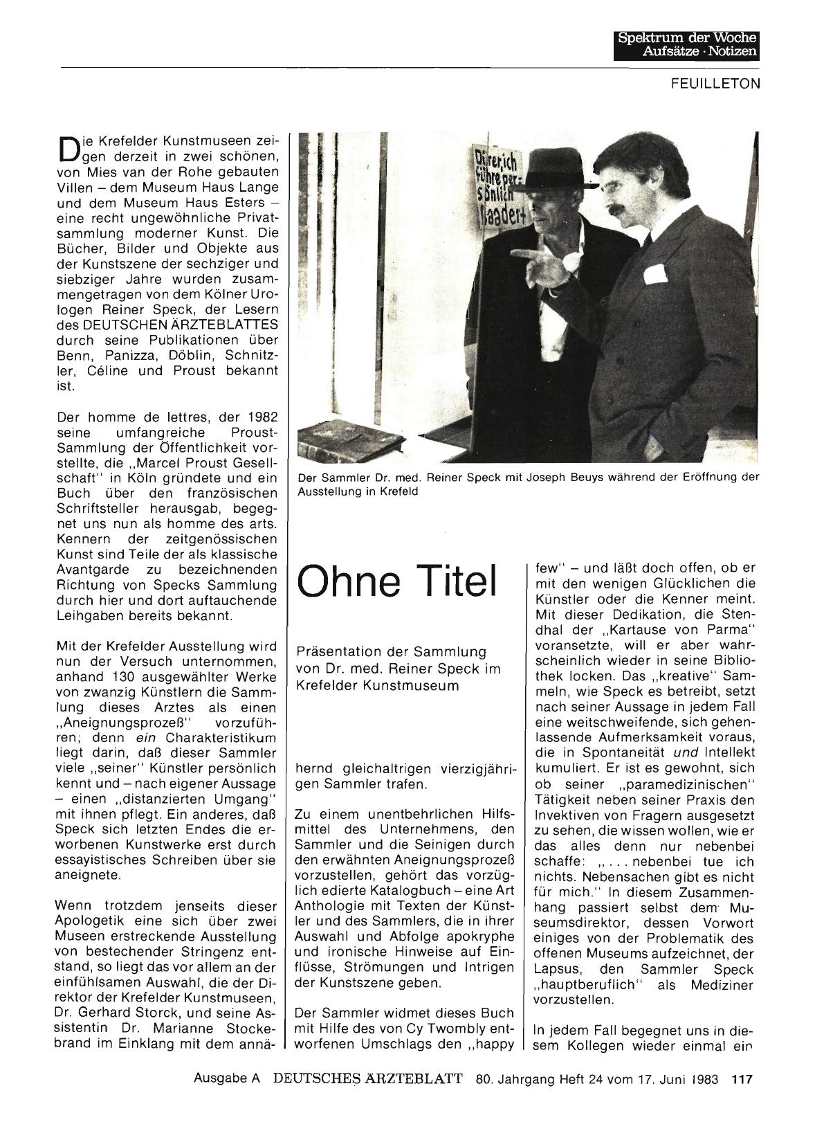 Vorschauseite 1: Ohne Titel — Präsentation der Sammlung von Dr. med. Reiner Speck im Krefelder Kunstmuseum