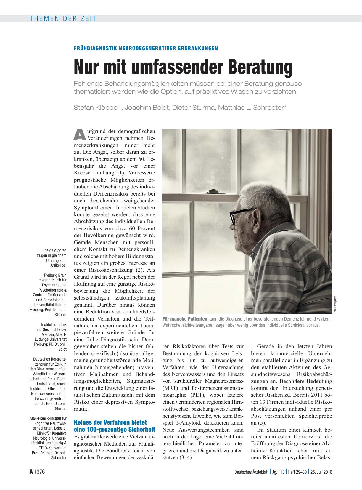Vorschauseite 1: Frühdiagnostik neurodegenerativer Erkrankungen: Nur mit umfassender Beratung