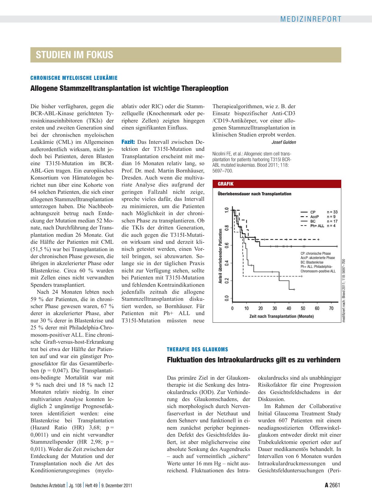 Vorschauseite 1: Chronische myeloische Leukämie: Allogene Stammzelltransplantation ist wichtige Therapieoption