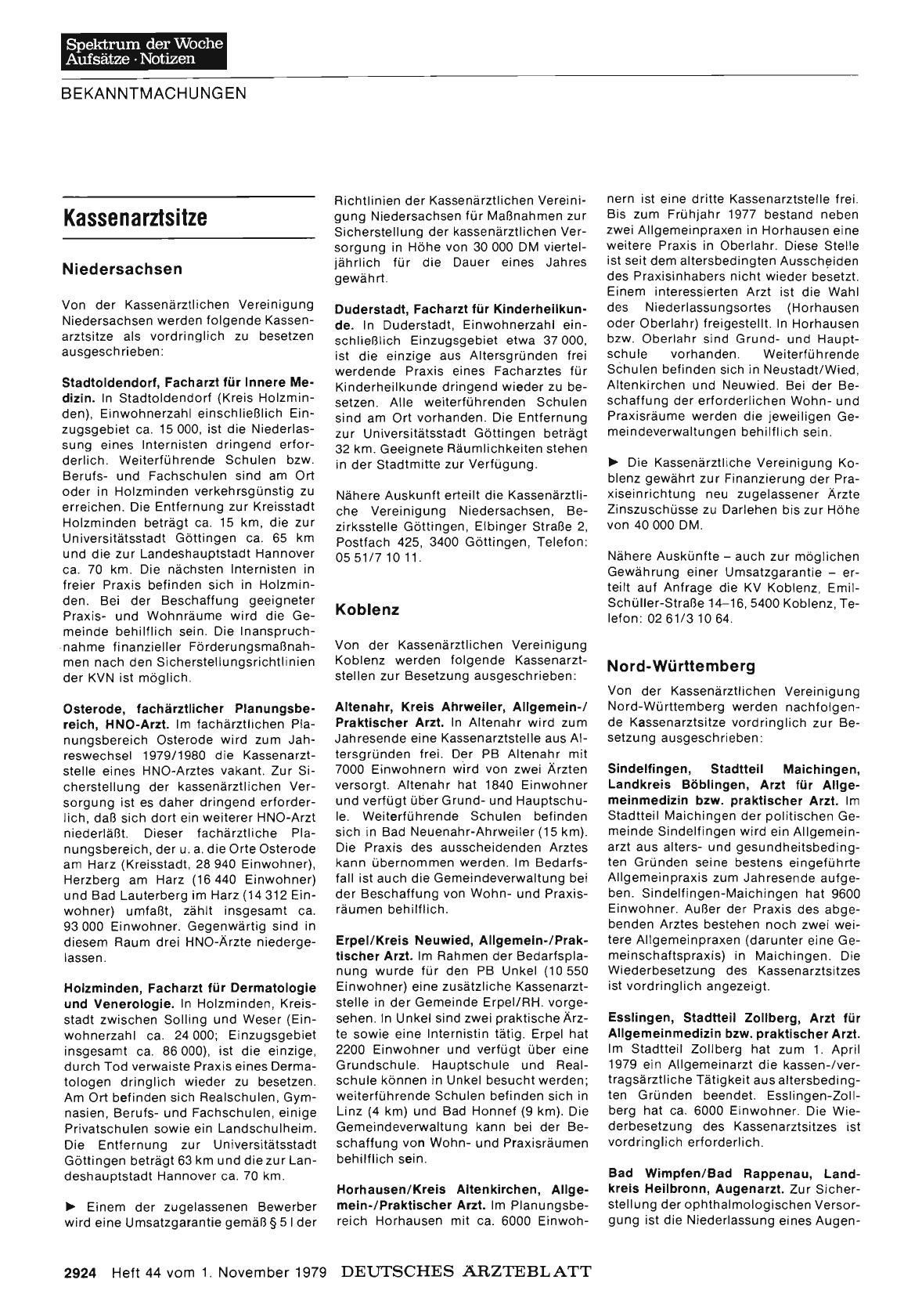Vorschauseite 1: Kassenarztsitze