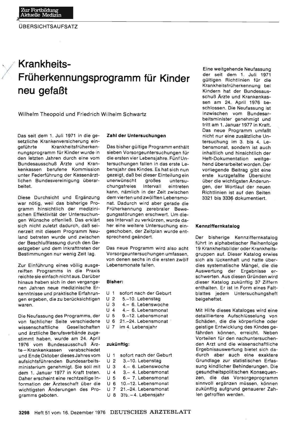 Vorschauseite 1: Krankheits-Früherkennungsprogramm für Kinder neu gefaßt