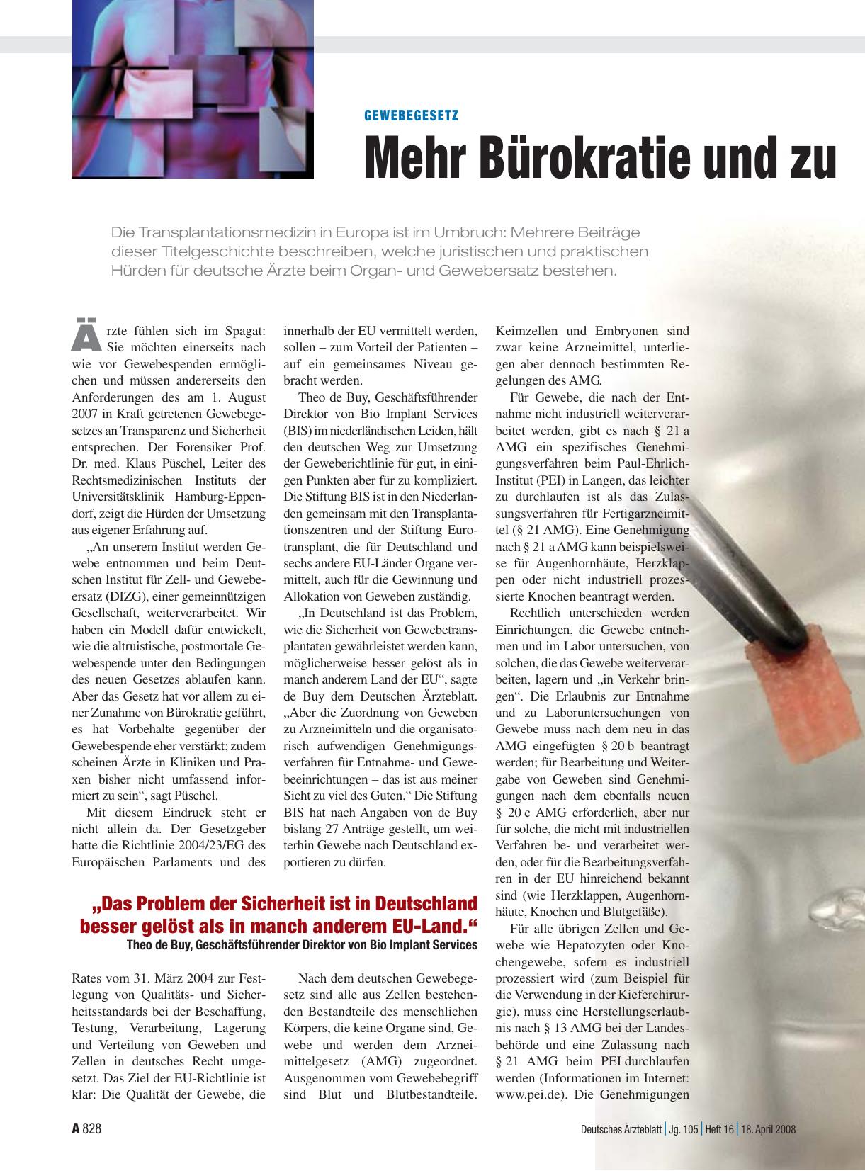 Vorschauseite 1: Gewebegesetz: Mehr Bürokratie und zu wenig Information