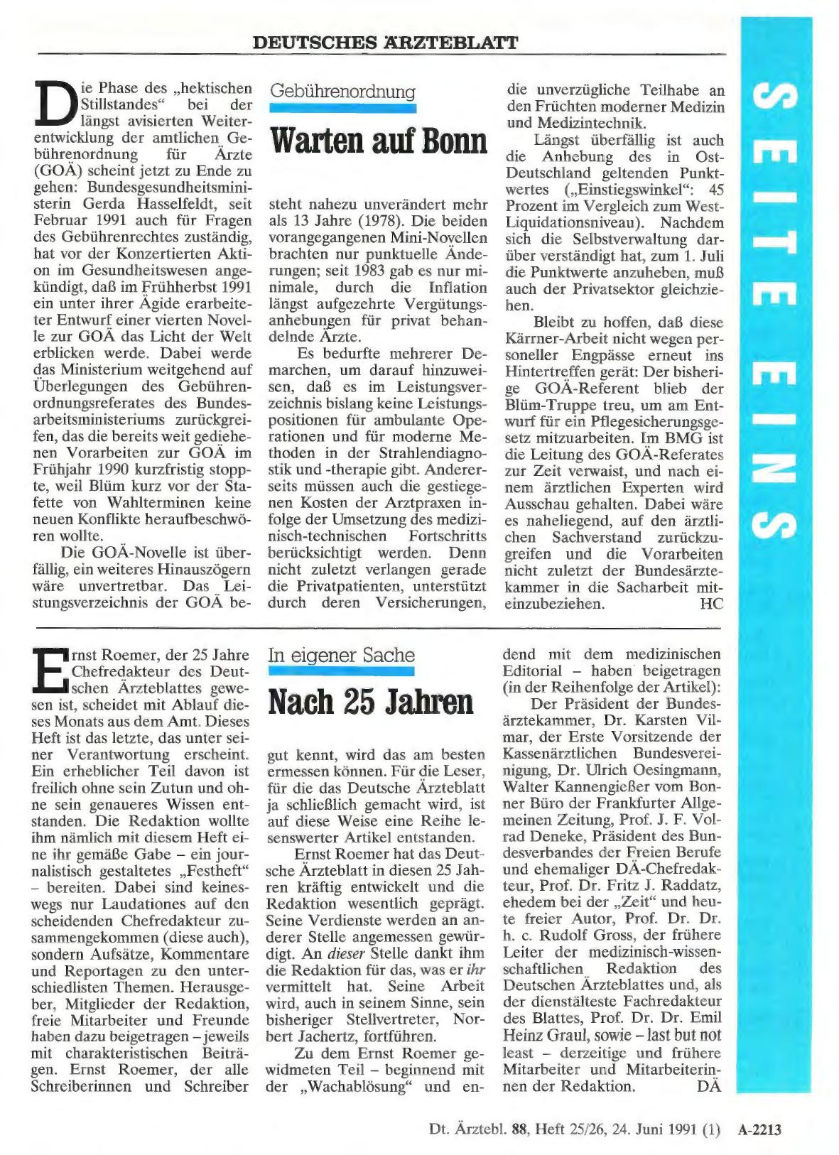 Vorschauseite 1: In eigener Sache: Nach 25 Jahren