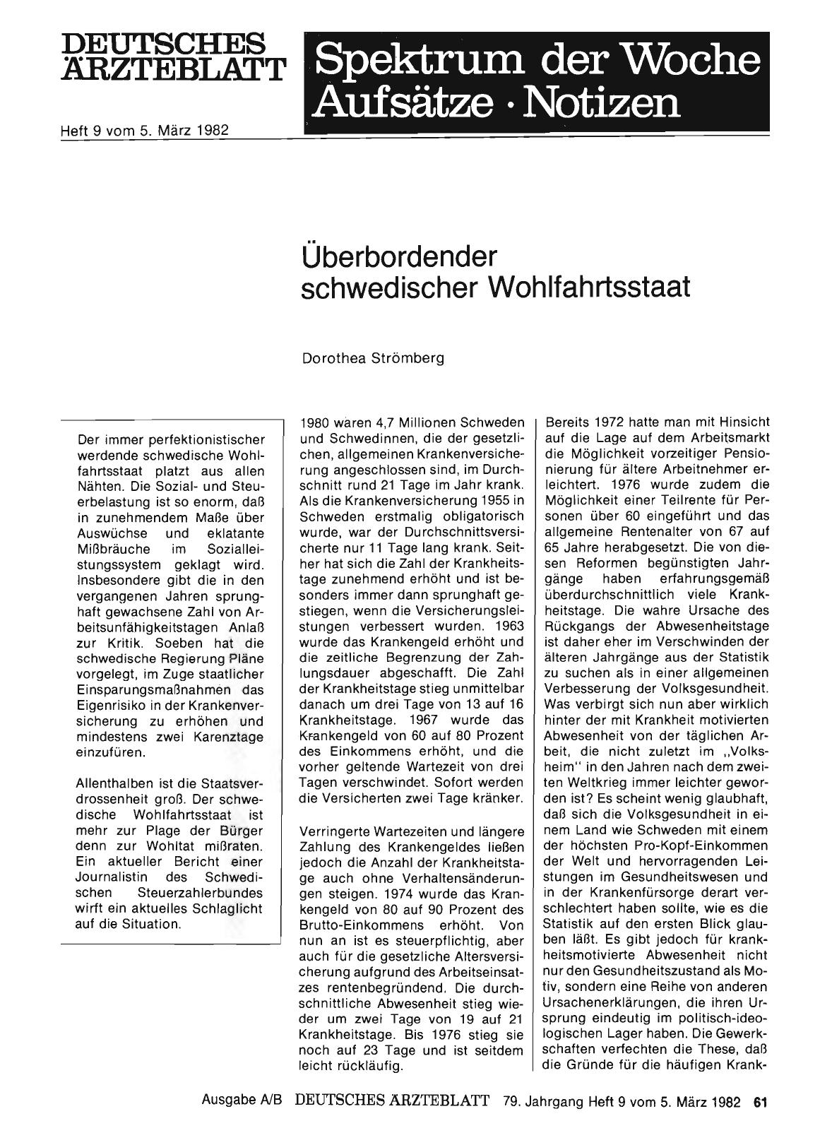 Vorschauseite 1: Überbordender schwedischer Wohlfahrtsstaat