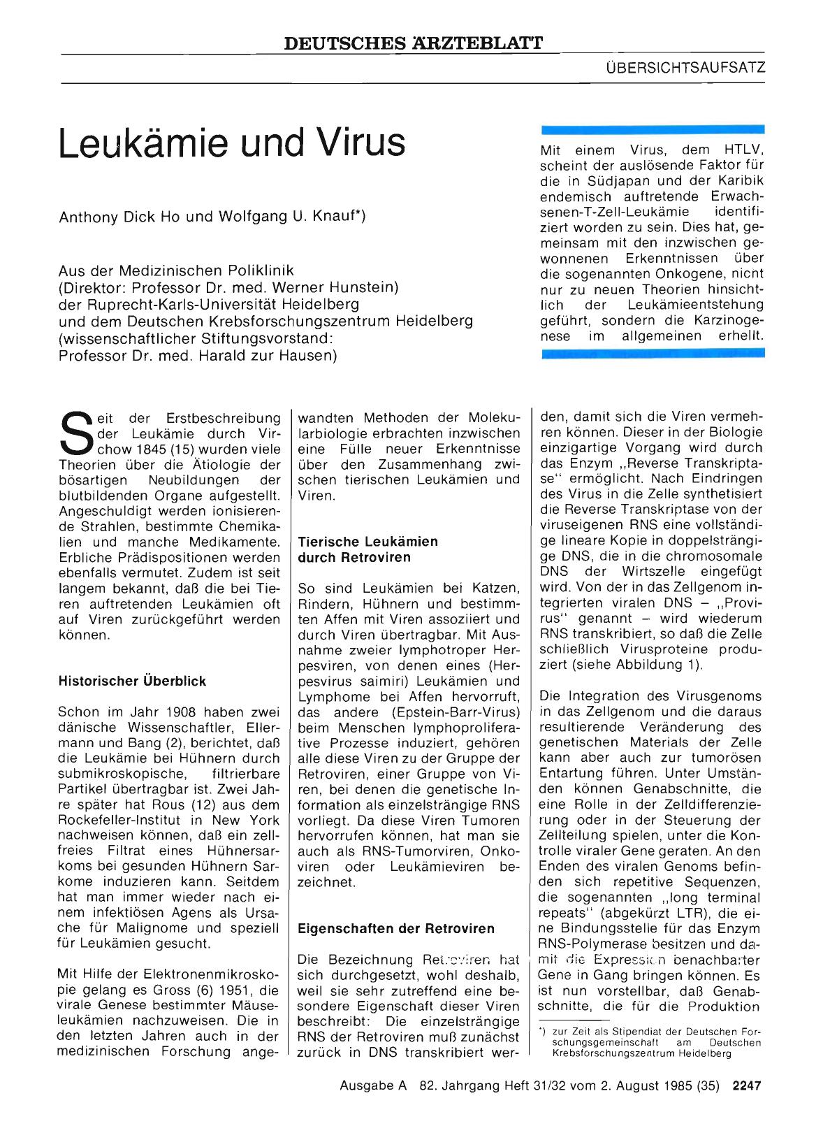 Vorschauseite 1: Leukämie und Virus