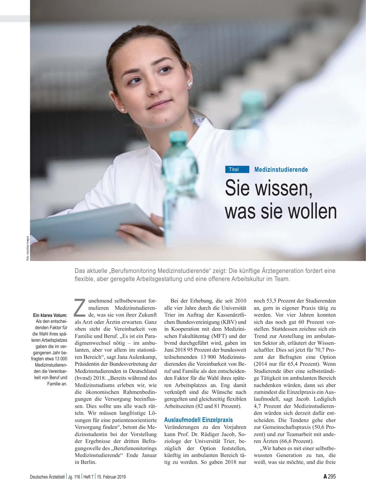 Vorschauseite 1: Medizinstudierende: Sie wissen, was sie wollen