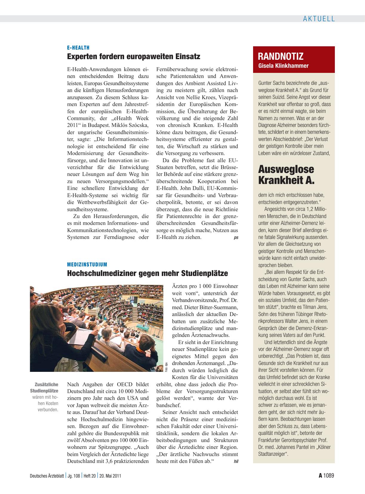 Vorschauseite 1: E-Health: Experten fordern europaweiten Einsatz