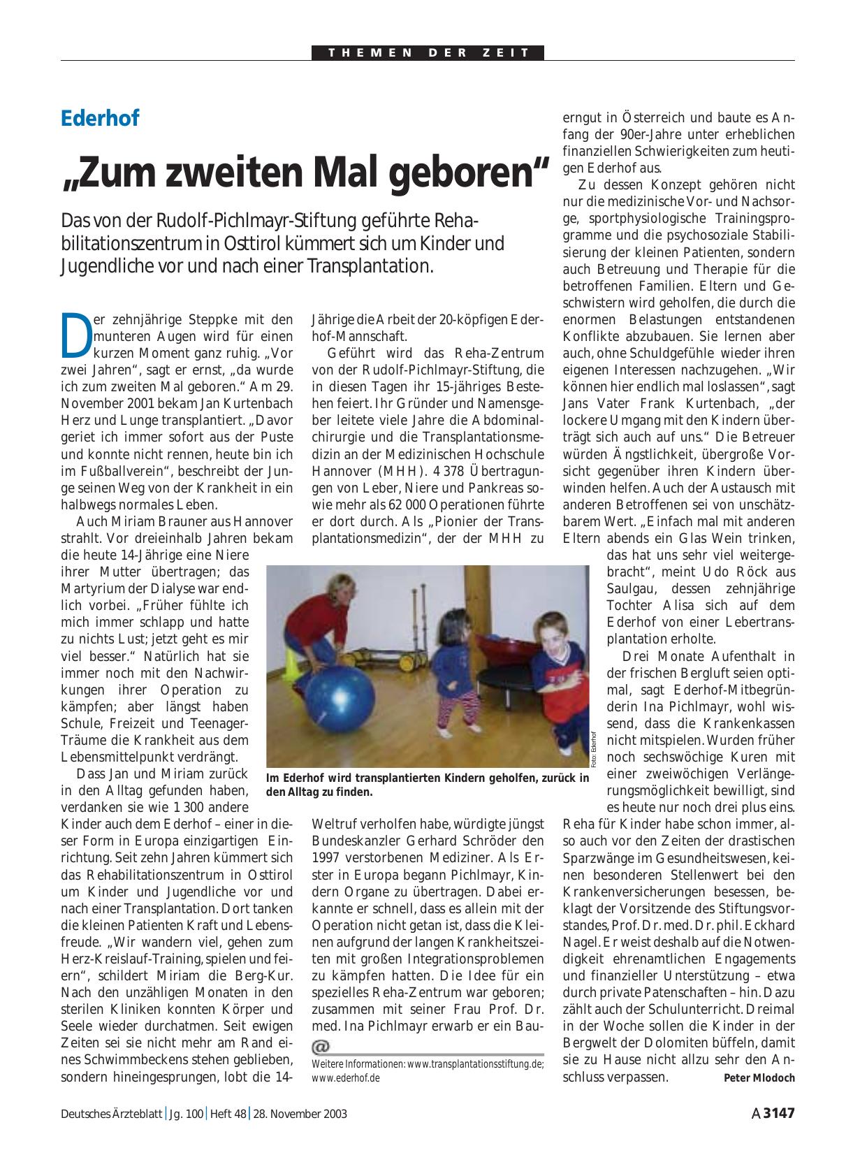 Vorschauseite 1: Ederhof: „Zum zweiten Mal geboren“