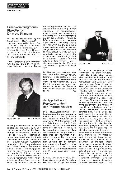 Vorschauseite 1: Ernst-von-Bergmann-Plakette für Dr. med. Billmann