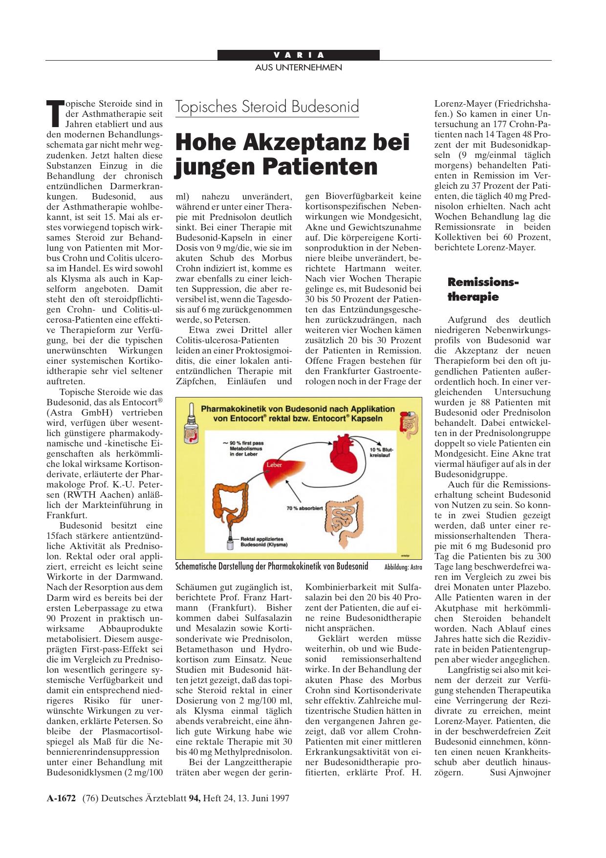 Vorschauseite 1: Topisches Steroid Budesonid: Hohe Akzeptanz bei jungen Patienten