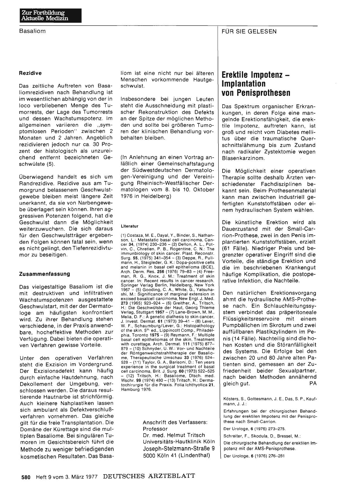 Vorschauseite 1: Erektile Impotenz — Implantation von Penisprothesen