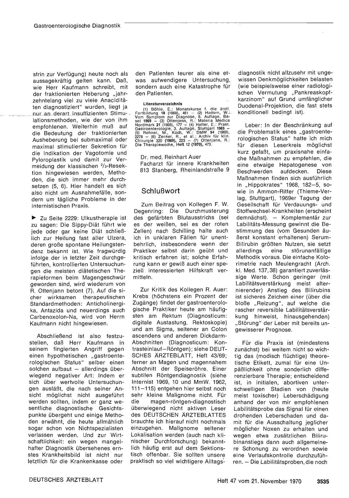 Vorschauseite 1: Gastroenterologische Diagnostik: Schlußwort