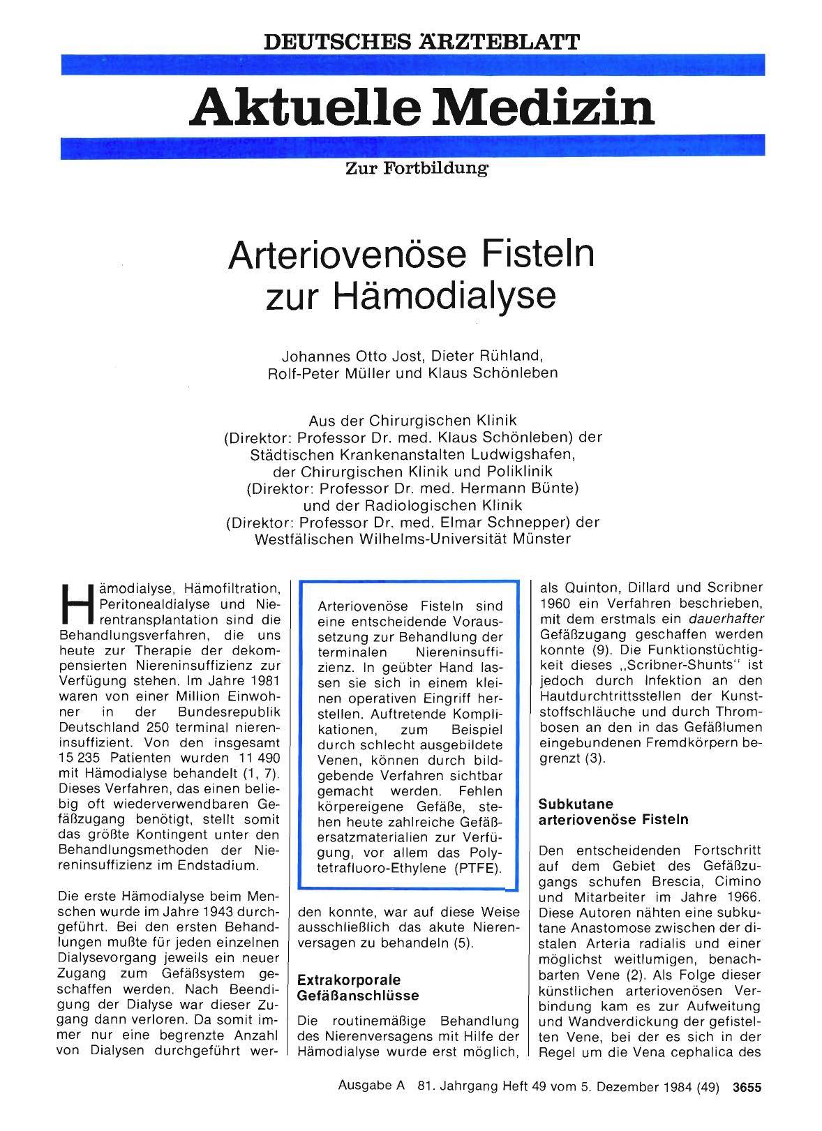 Vorschauseite 1: Arteriovenöse Fisteln zur Hämodialyse