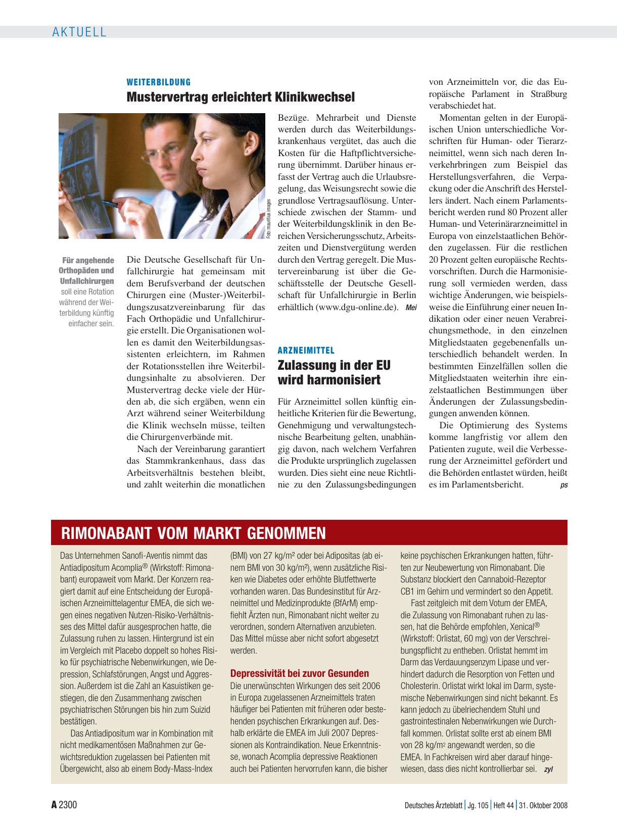 Vorschauseite 1: Weiterbildung: Mustervertrag erleichtert Klinikwechsel