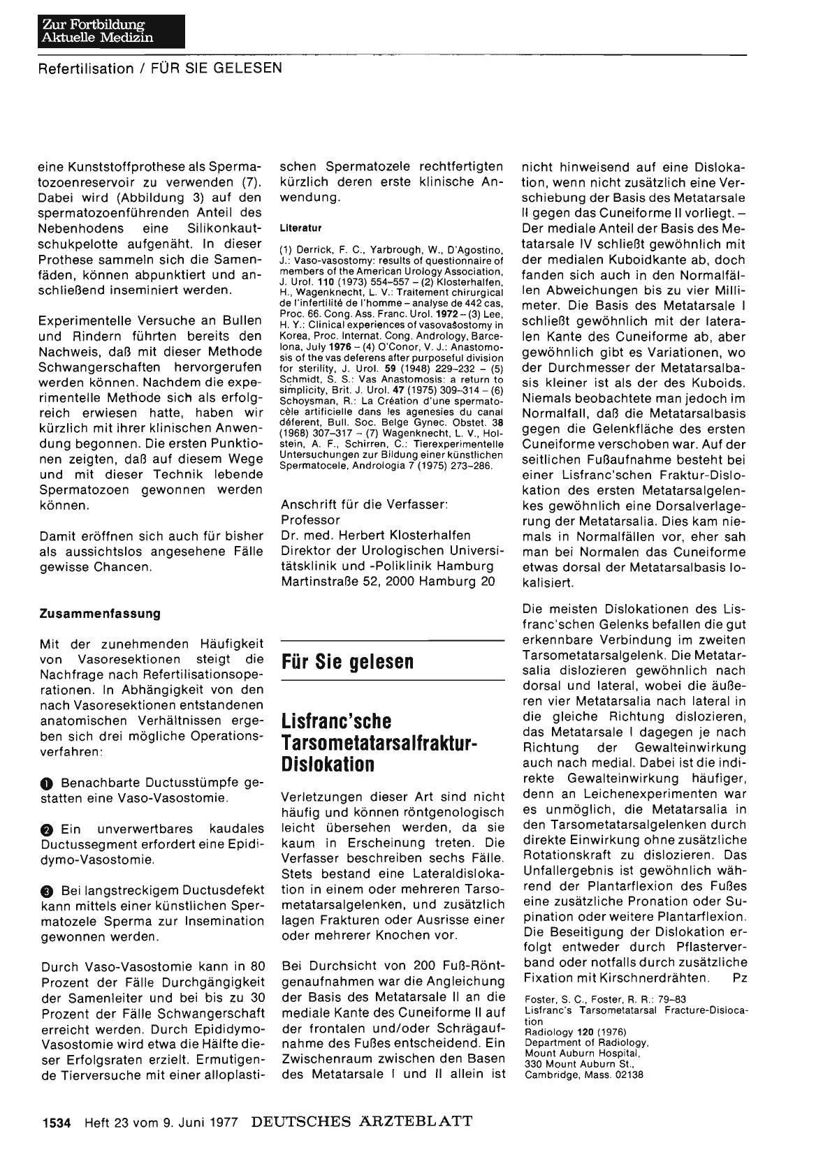 Vorschauseite 1: Lisfranc'sche Tarsometatarsalfraktur-Dislokation
