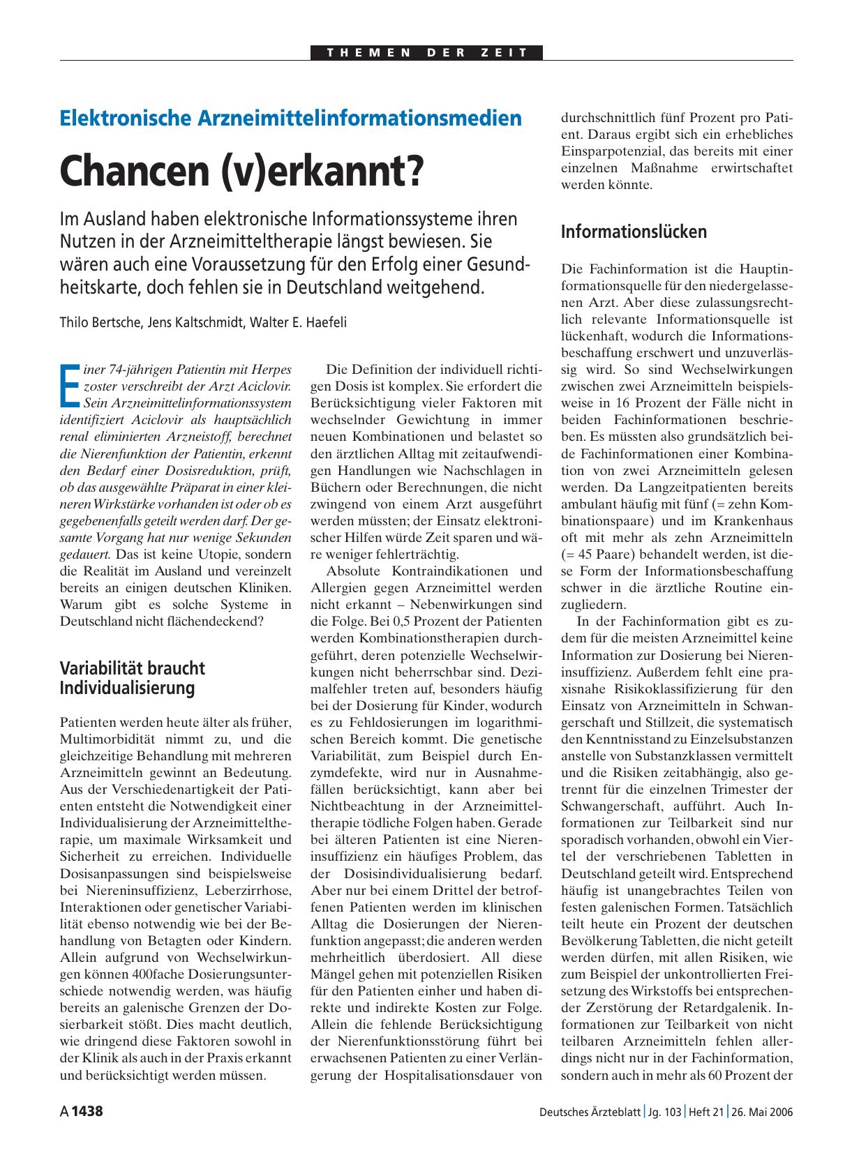 Vorschauseite 1: Elektronische Arzneimittelinformationsmedien: Chancen (v)erkannt?