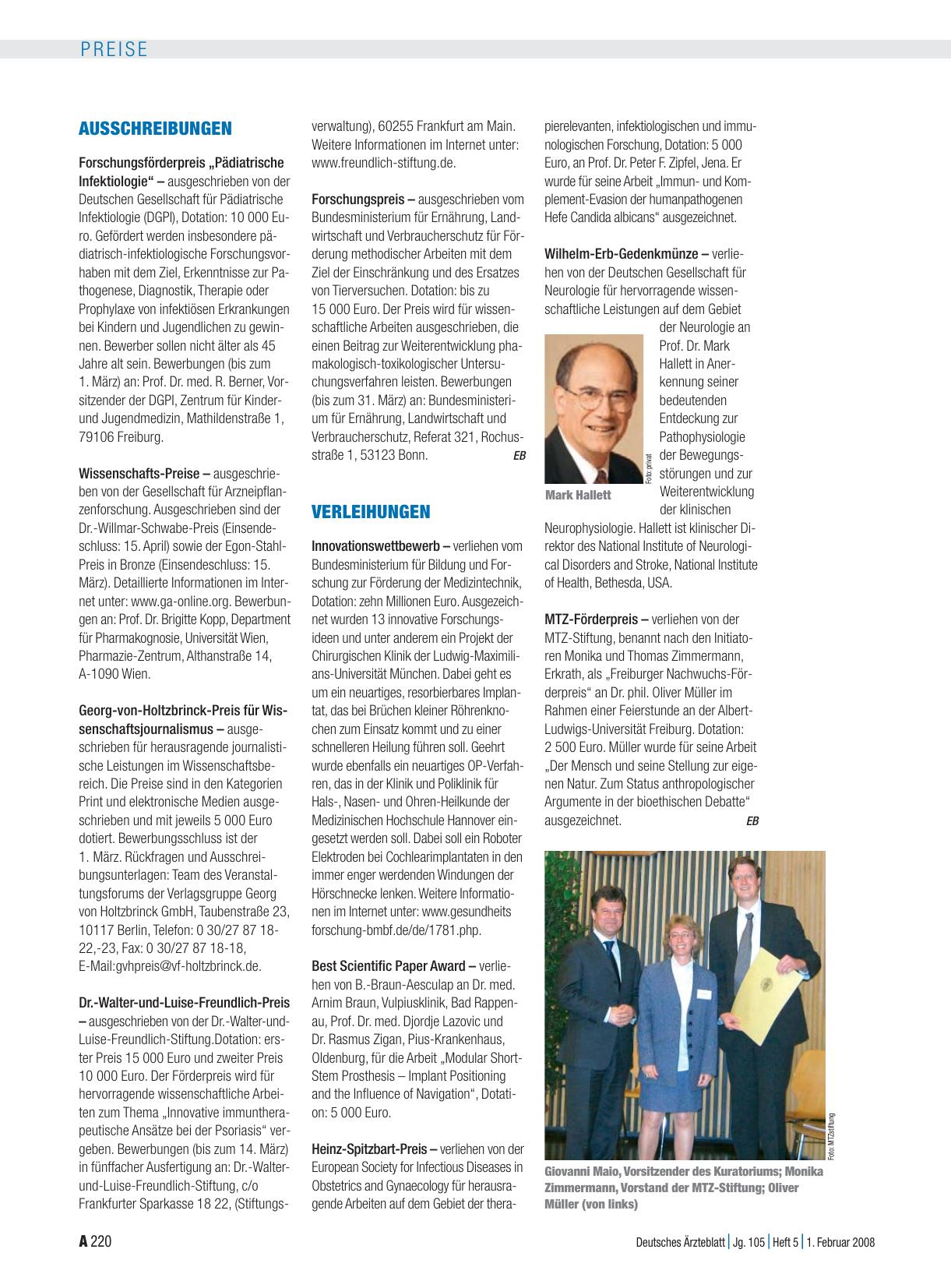Vorschauseite 1: Verleihungen