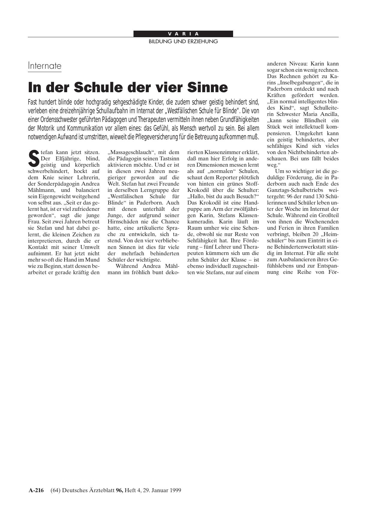 Vorschauseite 1: Internate: In der Schule der vier Sinne