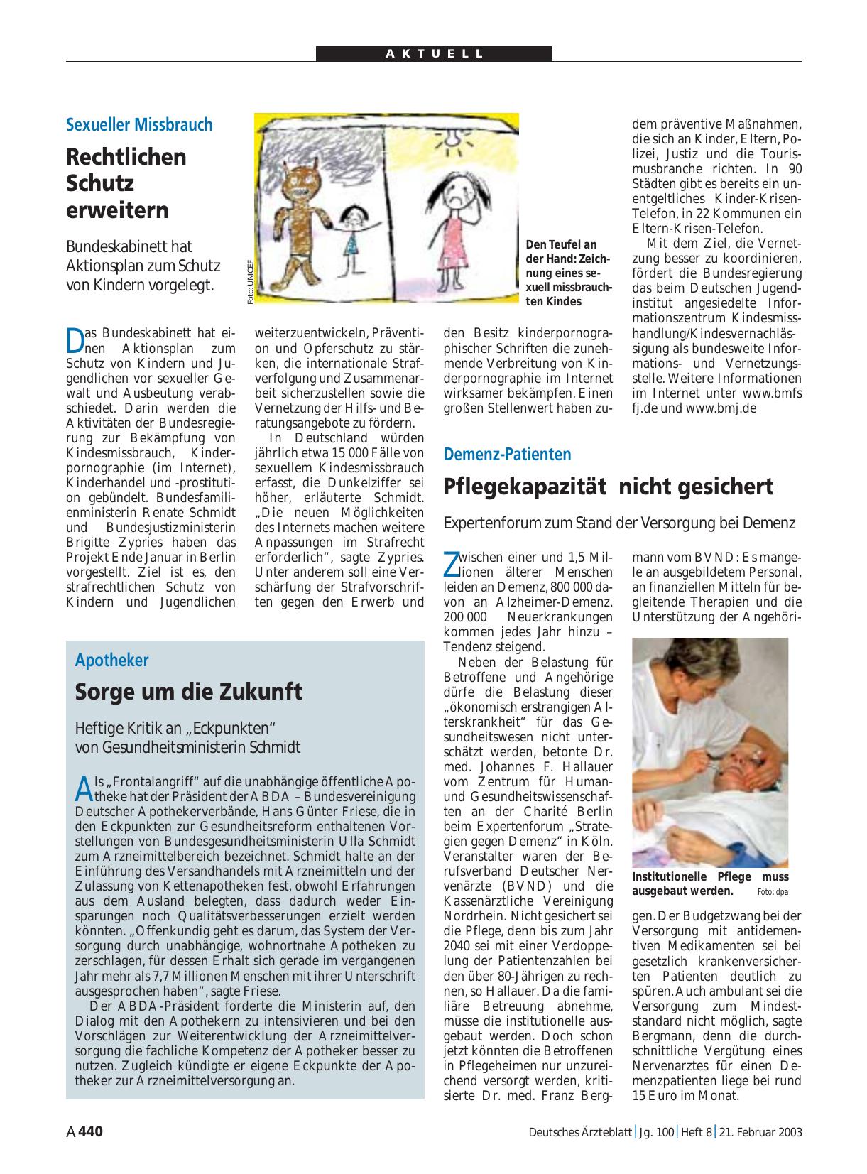 Vorschauseite 1: Demenz-Patienten: Pflegekapazität nicht gesichert
