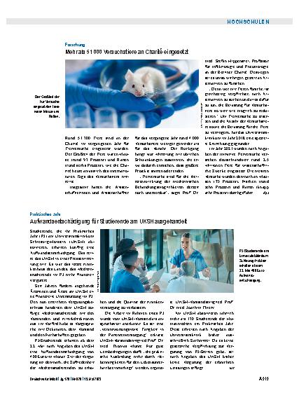 Vorschauseite 1: Forschung: Mehr als 51. 000 Versuchstiere an Charité eingesetzt