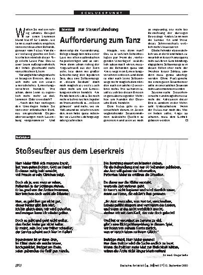 Vorschauseite 1: zur Steuerfahndung: Aufforderung zum Tanz