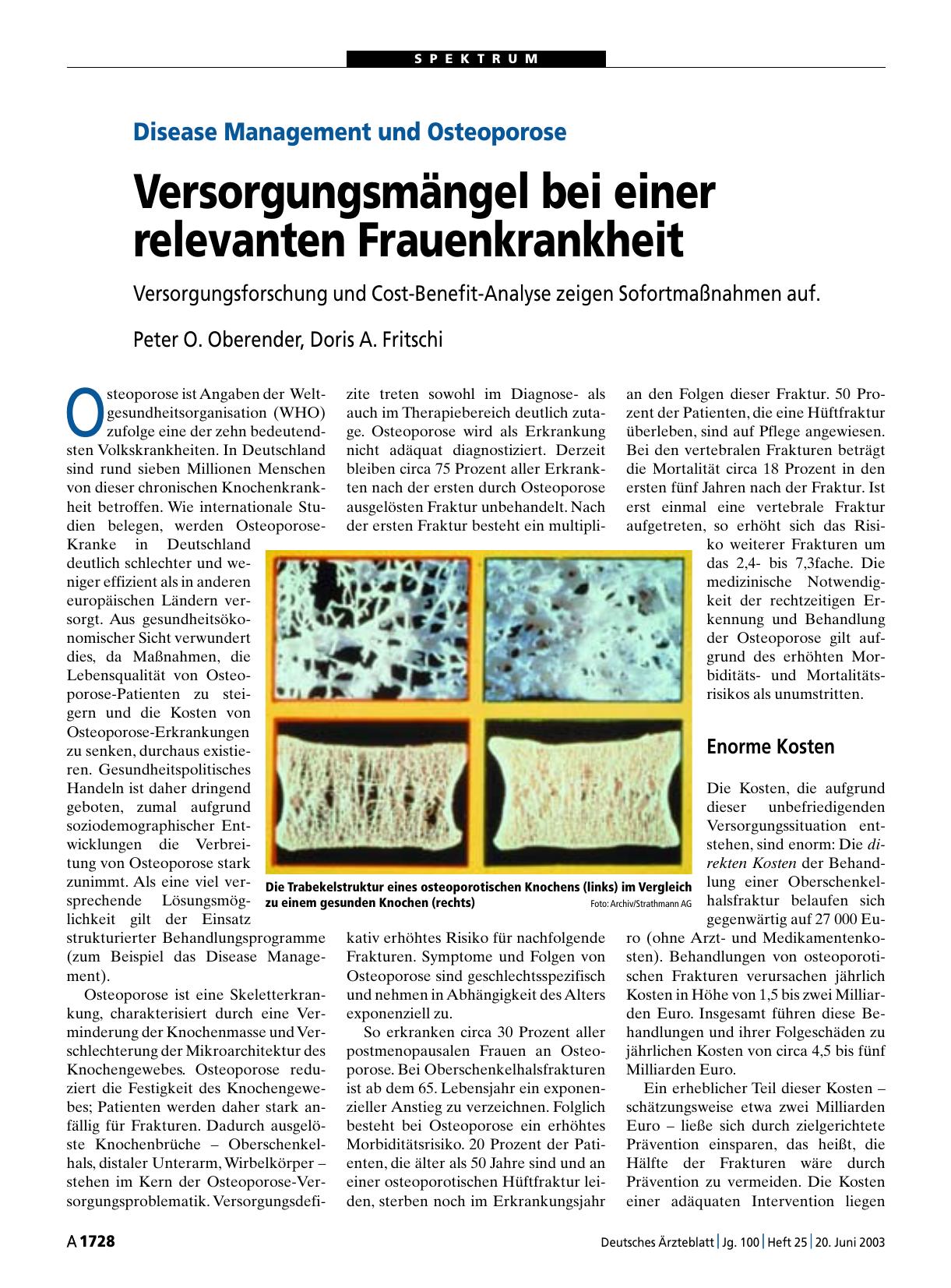 Vorschauseite 1: Disease Management und Osteoporose: Versorgungsmängel bei einer relevanten Frauenkrankheit