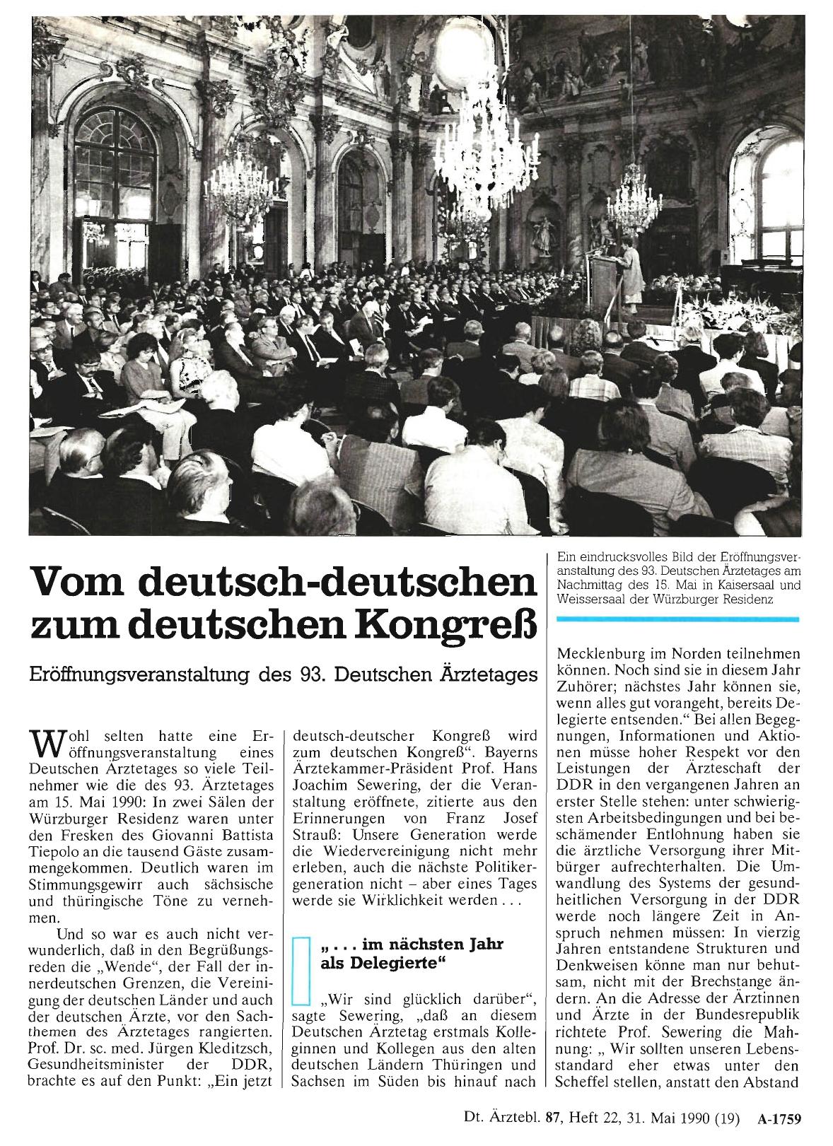 Vorschauseite 1: Vom deutsch-deutschen zum deutschen Kongreß