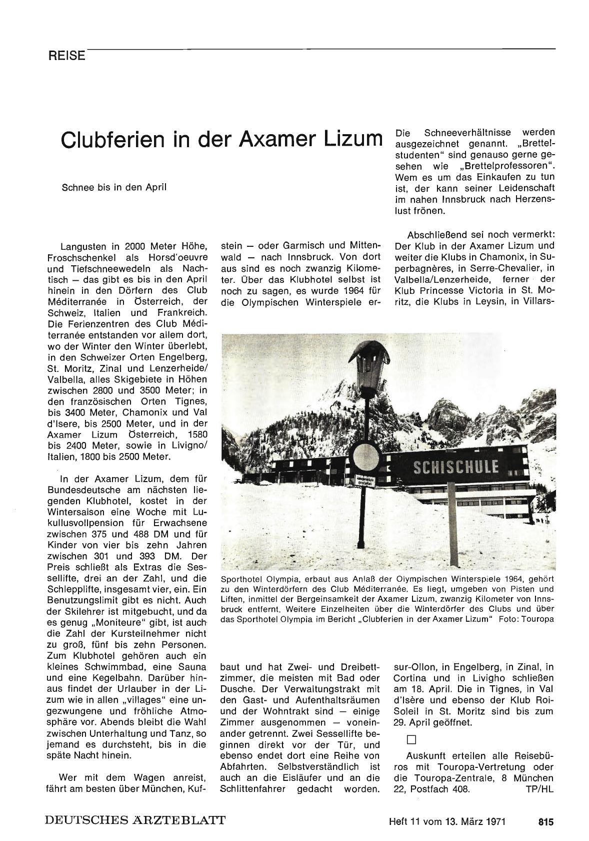 Vorschauseite 1: Clubferien in der Axamer Lizum