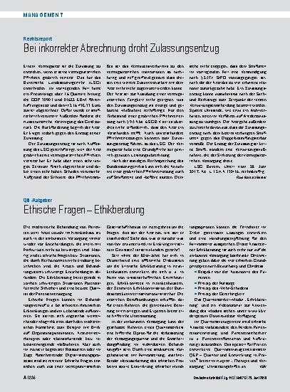 Vorschauseite 1: Rechtsreport: Bei inkorrekter Abrechnung droht Zulassungsentzug