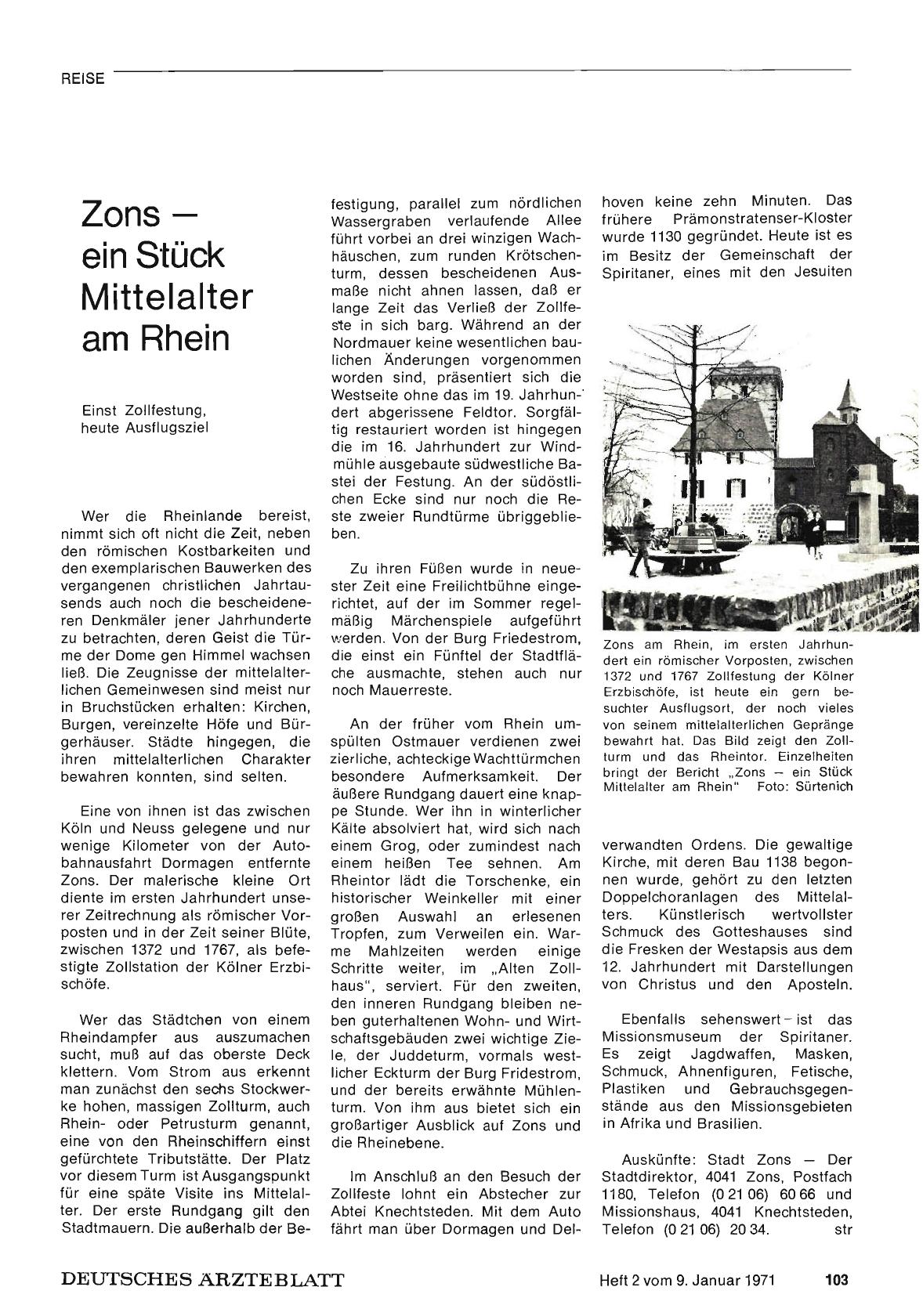 Vorschauseite 1: Zons — ein Stück Mittelalter am Rhein