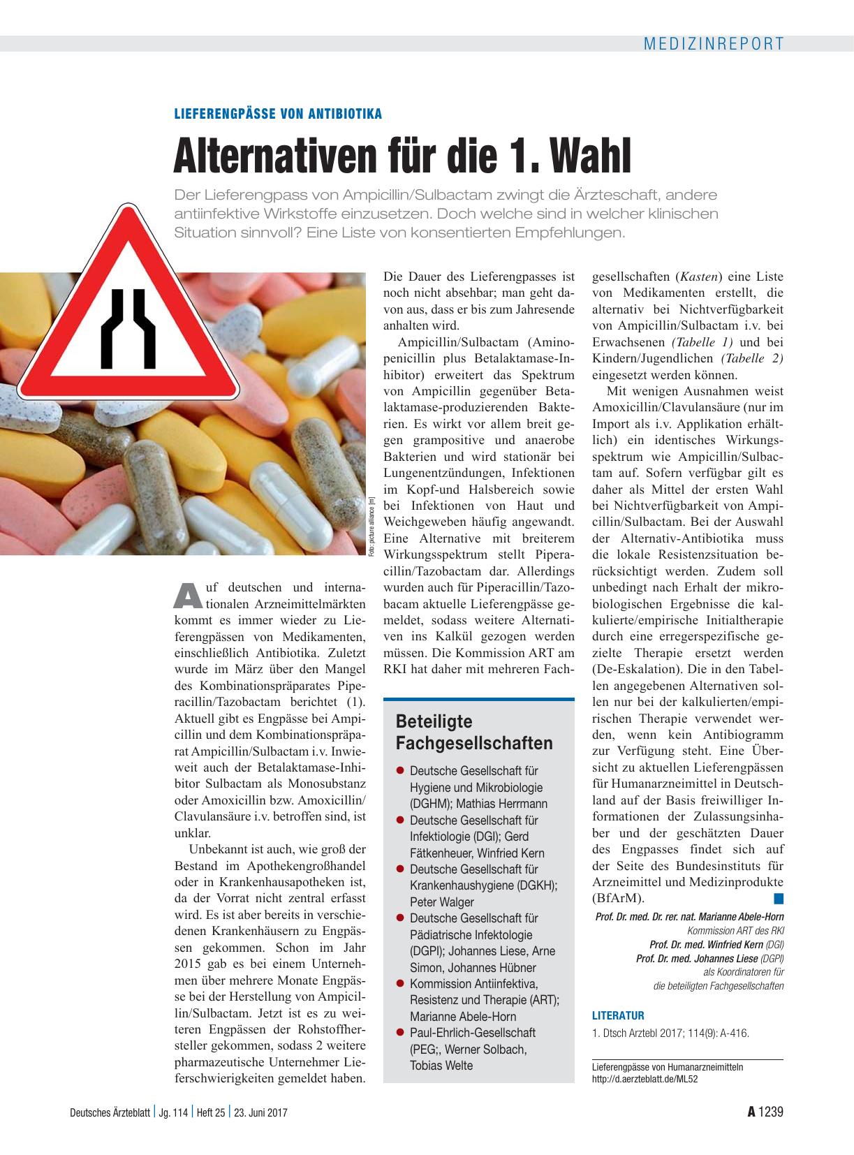 Vorschauseite 1: Lieferengpässe von Antibiotika: Alternativen für die 1. Wahl