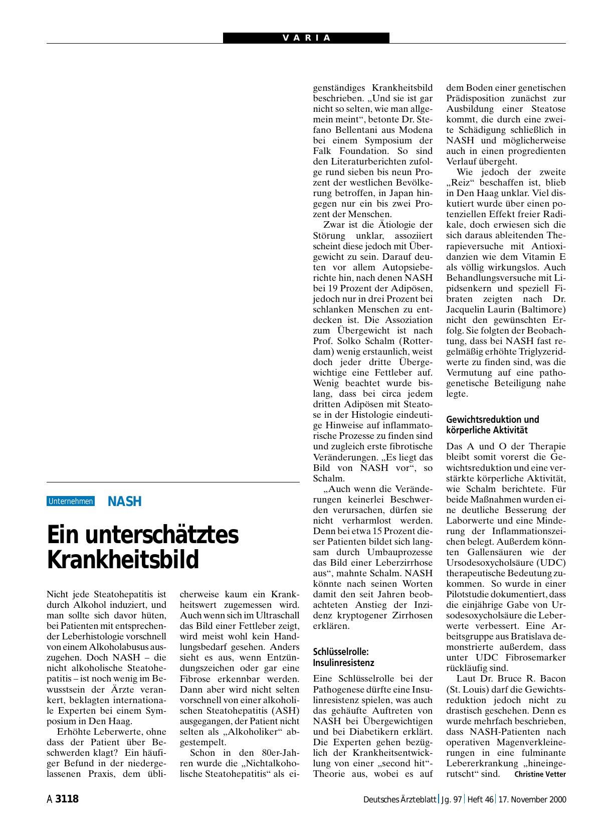 Vorschauseite 1: NASH: Ein unterschätztes Krankheitsbild