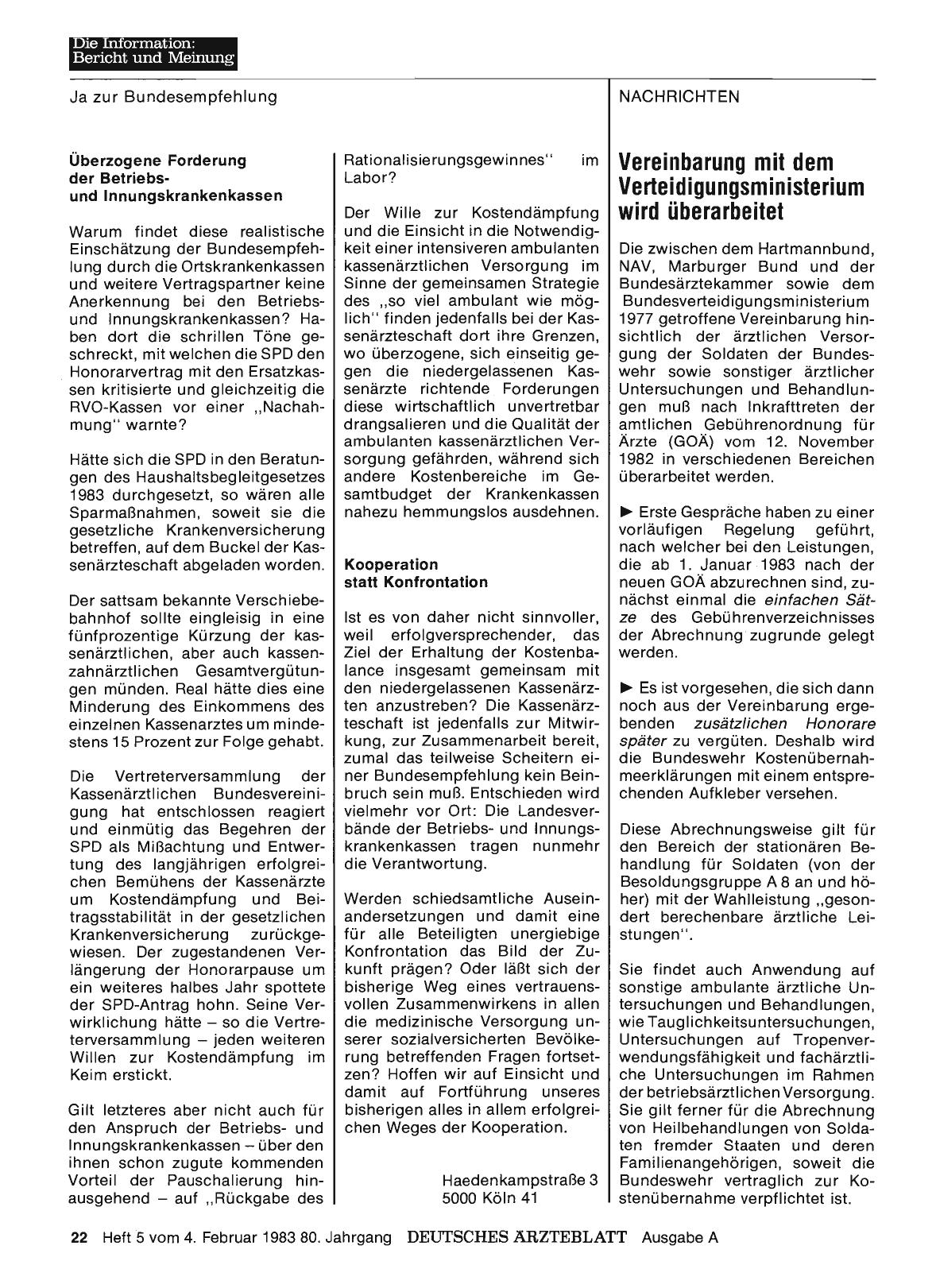 Vorschauseite 1: Vereinbarung mit dem Verteidigungsministerium wird überarbeitet