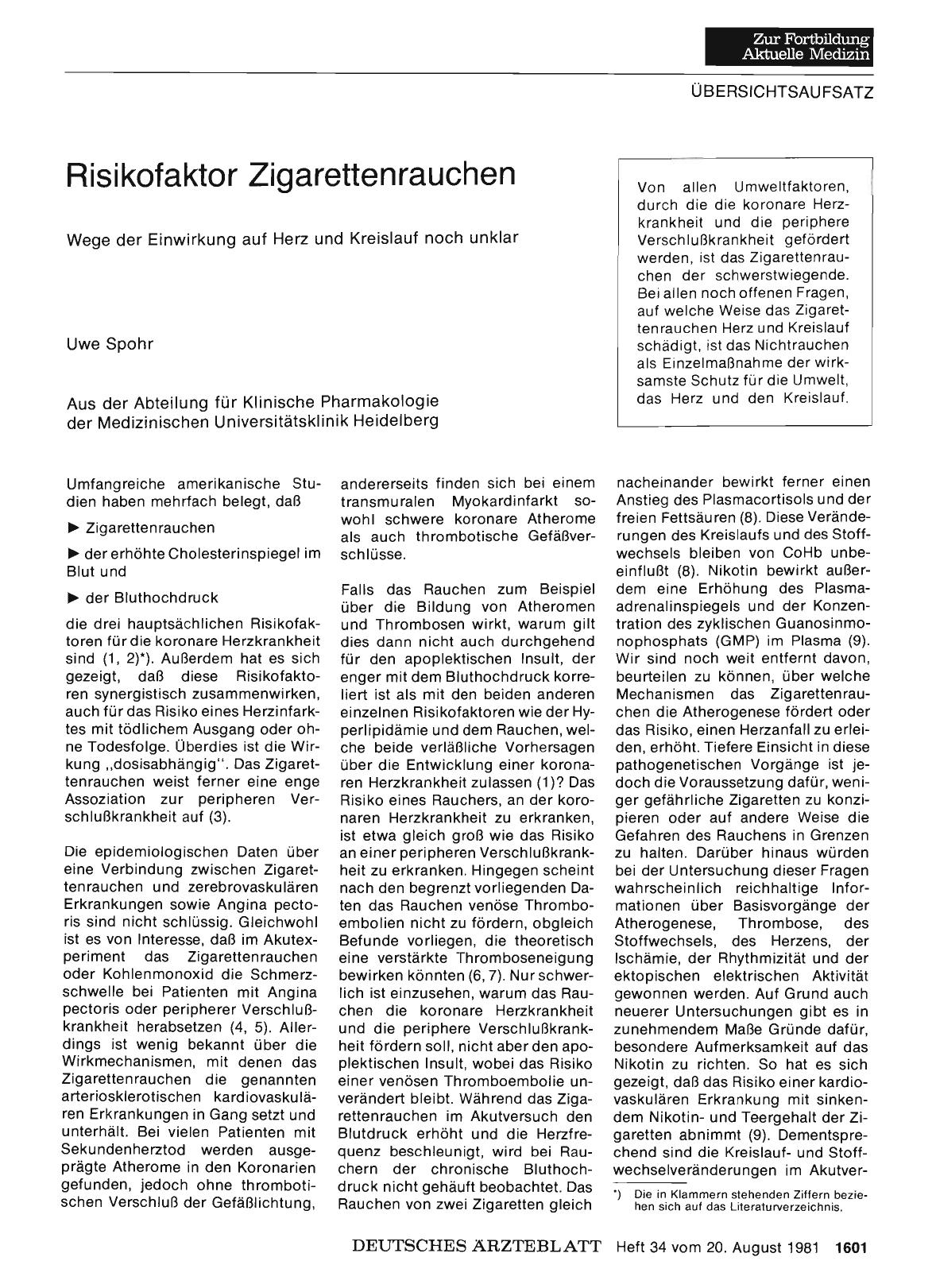 Vorschauseite 1: Risikofaktor Zigarettenrauchen