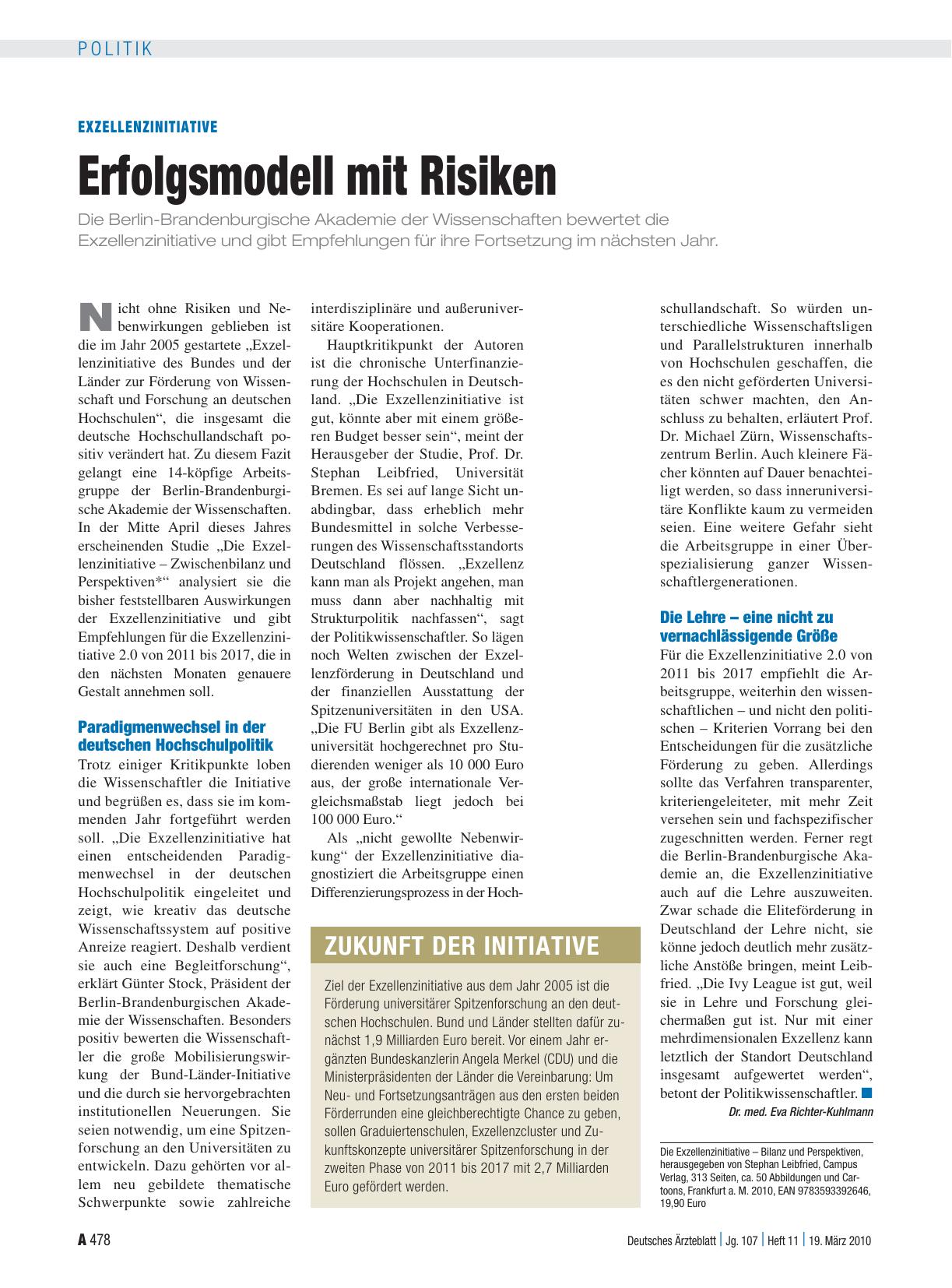 Vorschauseite 1: Exzellenzinitiative: Erfolgsmodell mit Risiken