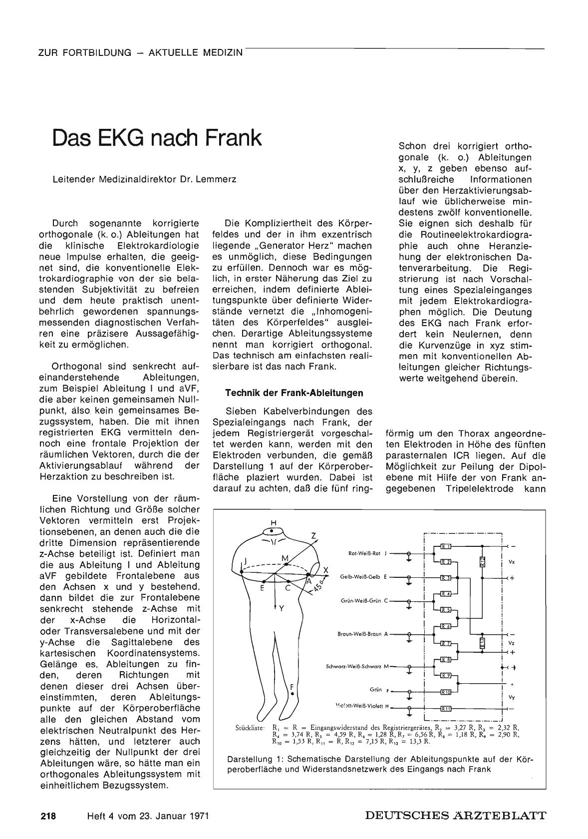 Vorschauseite 1: Das EKG nach Frank