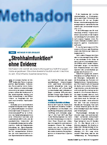 Vorschauseite 1: Methadon in der Onkologie: „Strohhalmfunktion“ ohne Evidenz