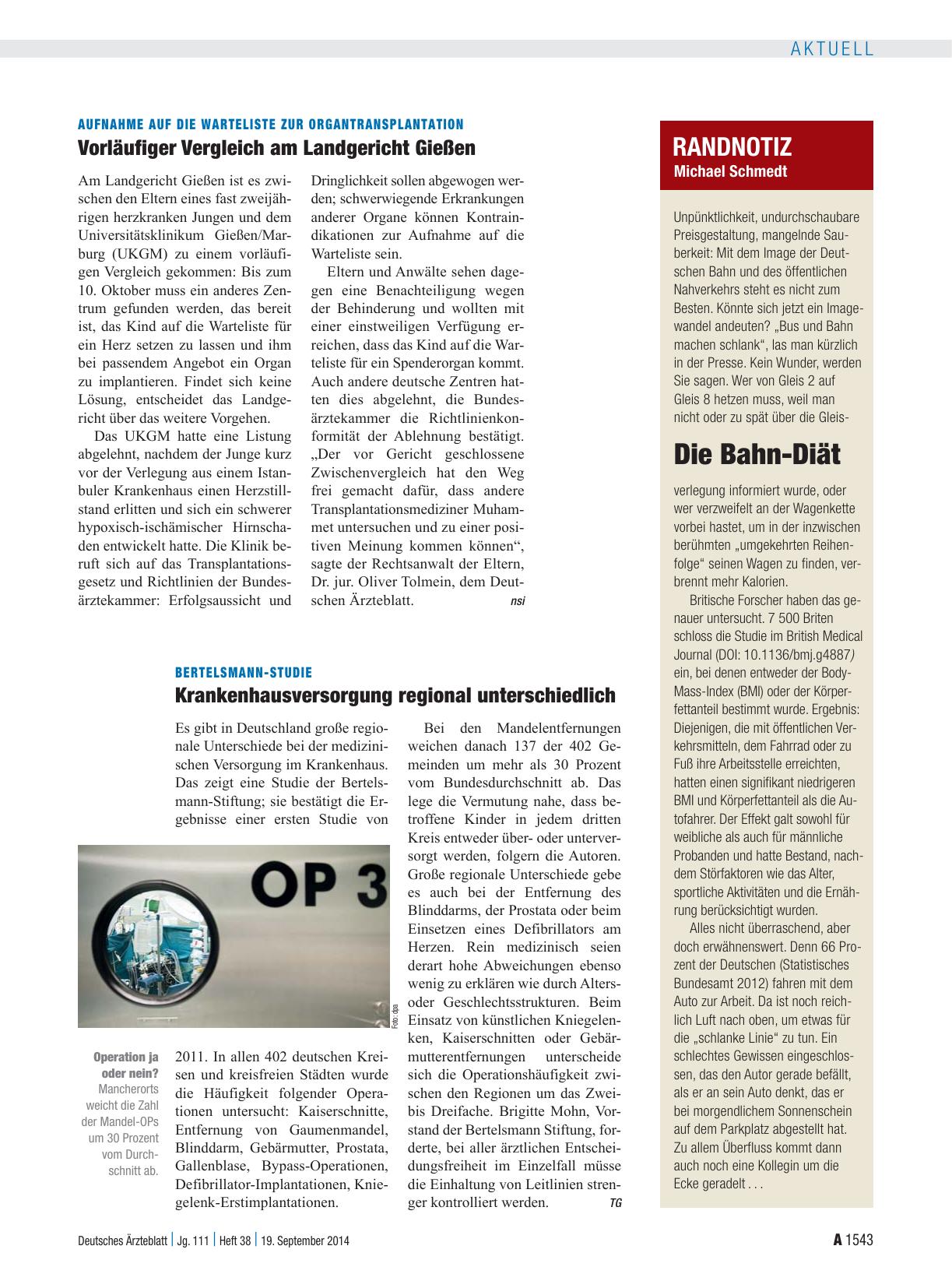 Vorschauseite 1: Randnotiz: Die Bahn-Diät