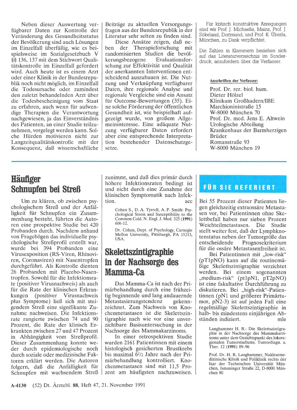 Vorschauseite 1: Skelettszintigraphie in der Nachsorge des Mamma-Ca
