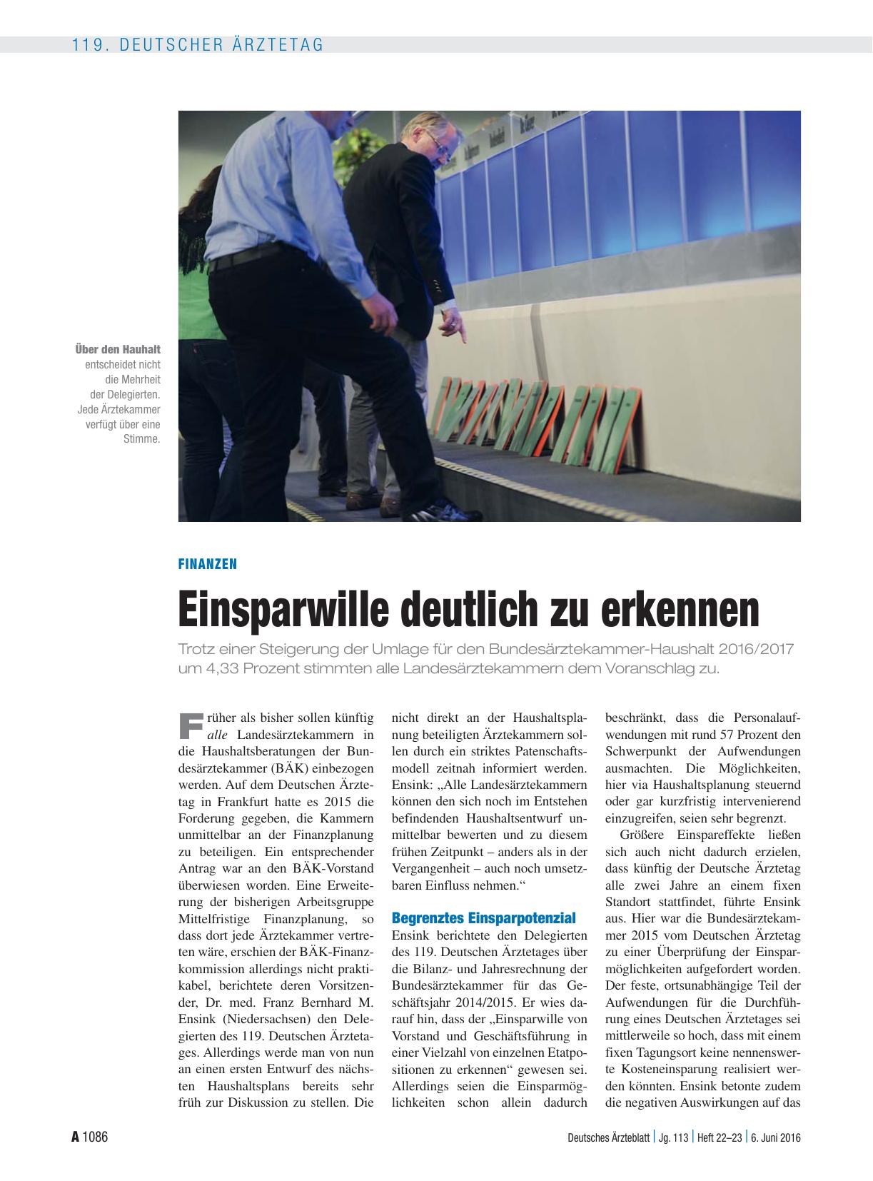 Vorschauseite 1: Finanzen: Einsparwille deutlich zu erkennen