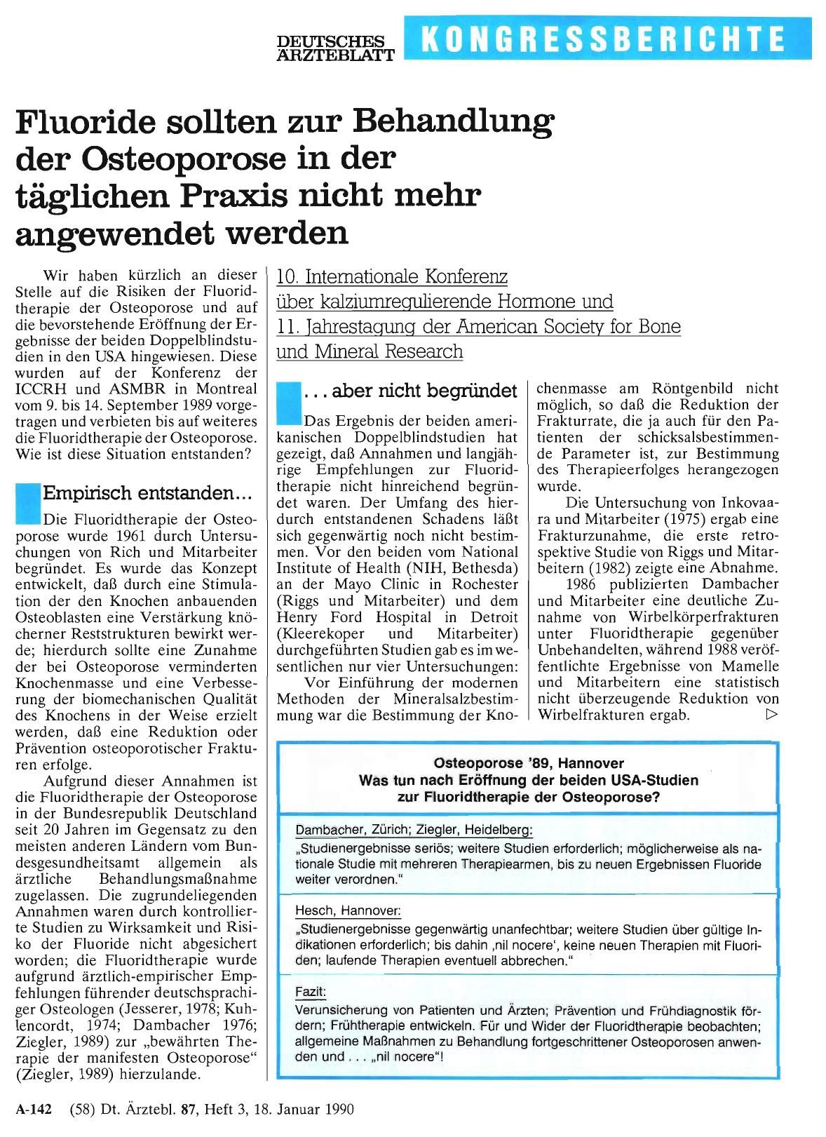 Vorschauseite 1: Fluoride sollten zur Behandlung der Osteoporose in der täglichen Praxis nicht mehr angewendet werden