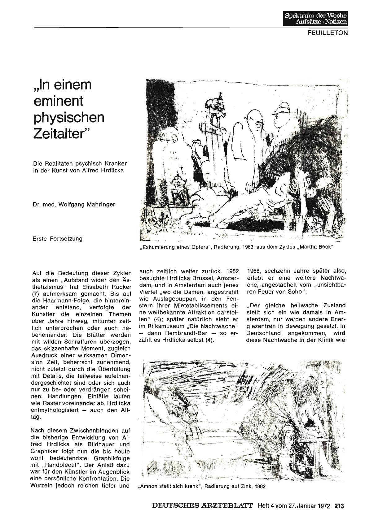 Vorschauseite 1: „In einem eminent physischen Zeitalter”: Die Realitäten psychisch Kranker in der Kunst von Alfred Hrdlicka