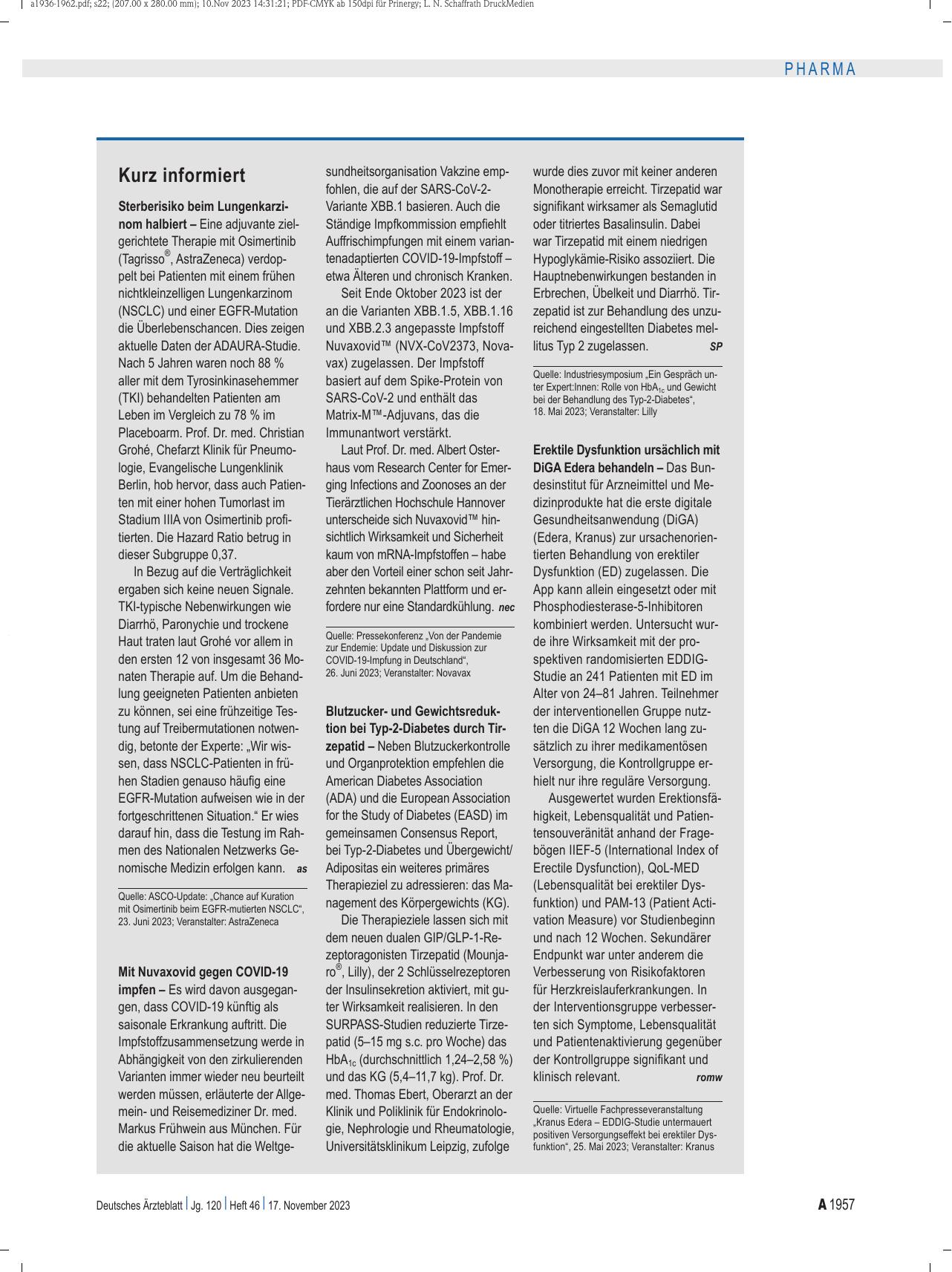 Vorschauseite 1: Kurz informiert.