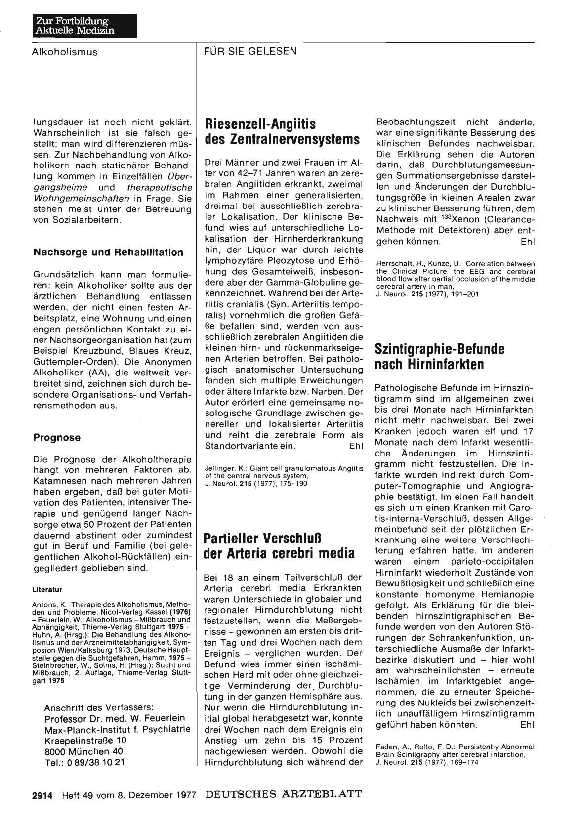 Vorschauseite 1: Partieller Verschluß der Arteria cerebri media